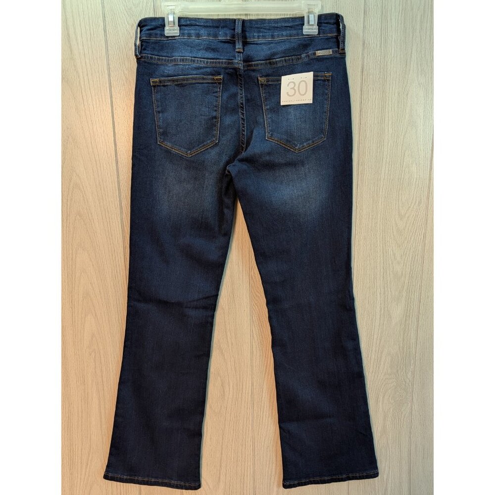 Kancan Jeans Womens 30 Blue Flared Mid Rise Dark Wash Denim 5 Pocket Jeans New - Picture 5 of 12